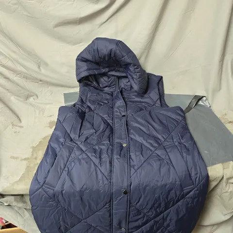 CENTIGRADE DARK BLUE PADDED SLEEVELESS HOODED JACKET MEDIUM