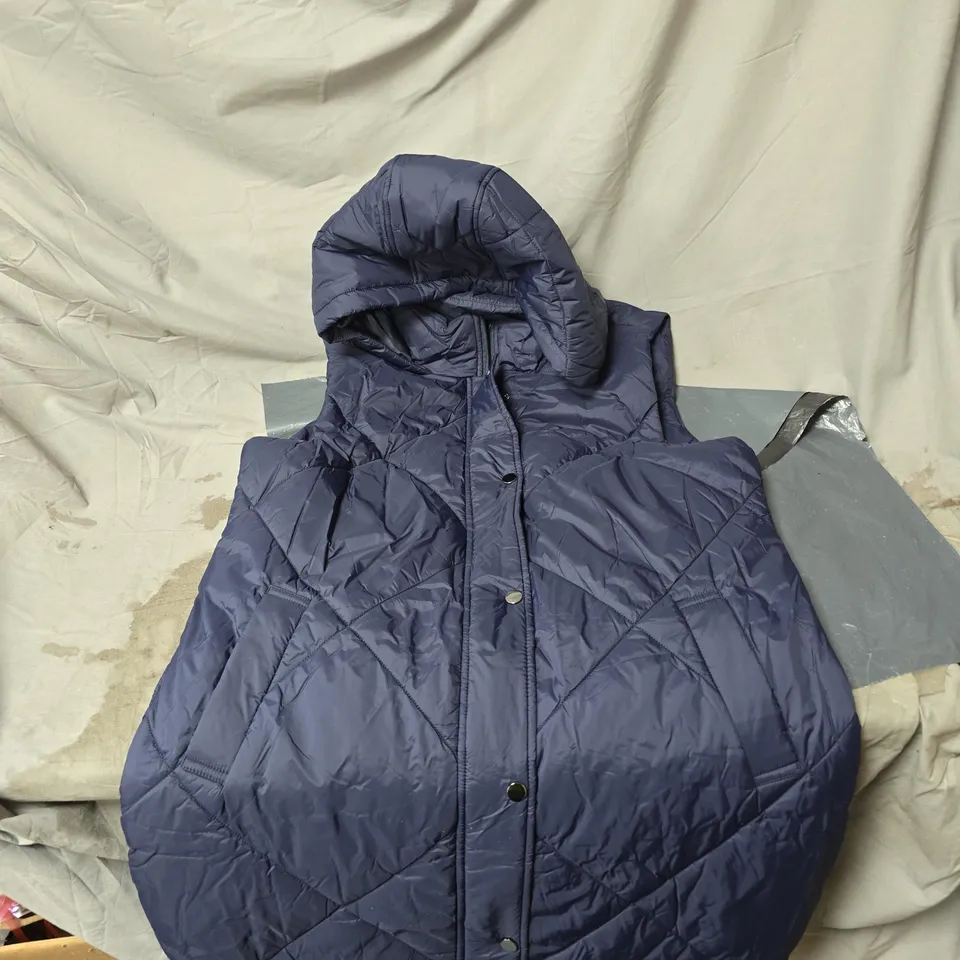 CENTIGRADE DARK BLUE PADDED SLEEVELESS HOODED JACKET MEDIUM
