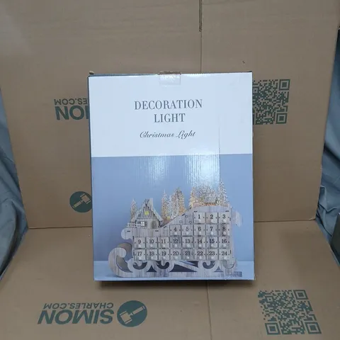 WOODEN CHRISTMAS ADVENT CALENDAR DECORATION LIGHT – 24 DRAWERS 