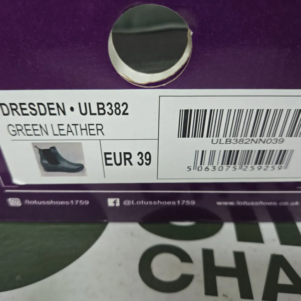 UK 6 LOTUS DRESDEN ULB382 GREEN LEATHER ANKLE BOOTS