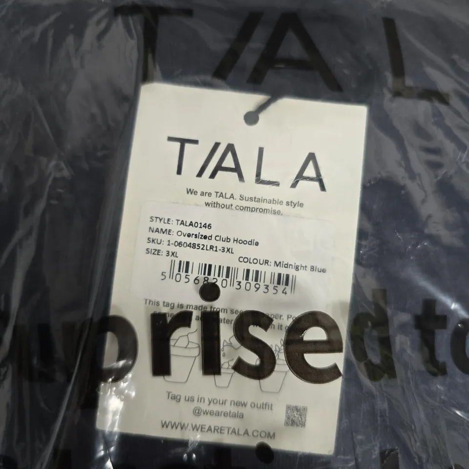 BAGGED TALA OVERSIZED CLUB HOODIE – MIDNIGHT BLUE – 3XL