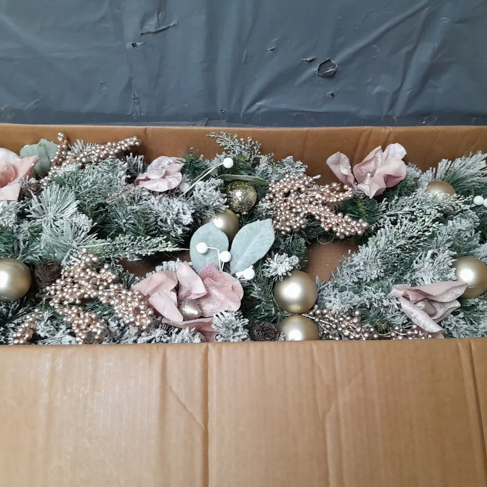 FROSTED ROSE SWAG CHRISTMAS GARLAND 