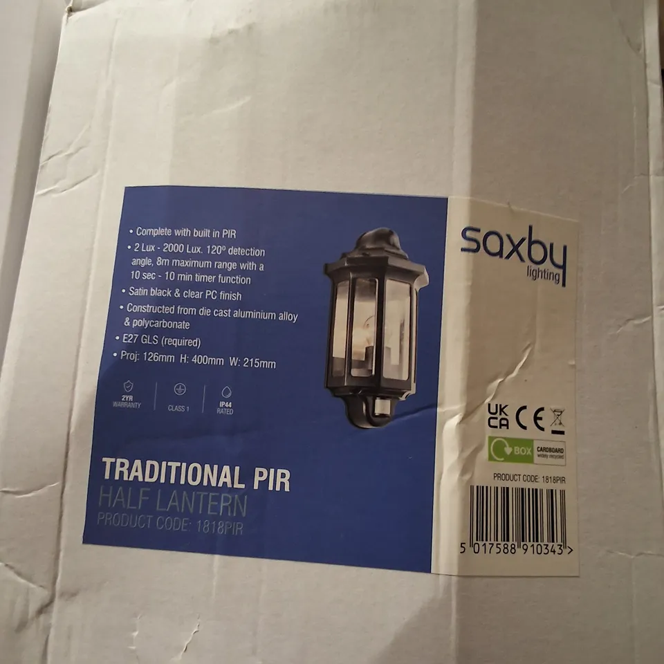 BOXED SAXBY TRADITIONAL PIR HALF LANTERN OUTDOOR WALL LIGHT (1818PIR)