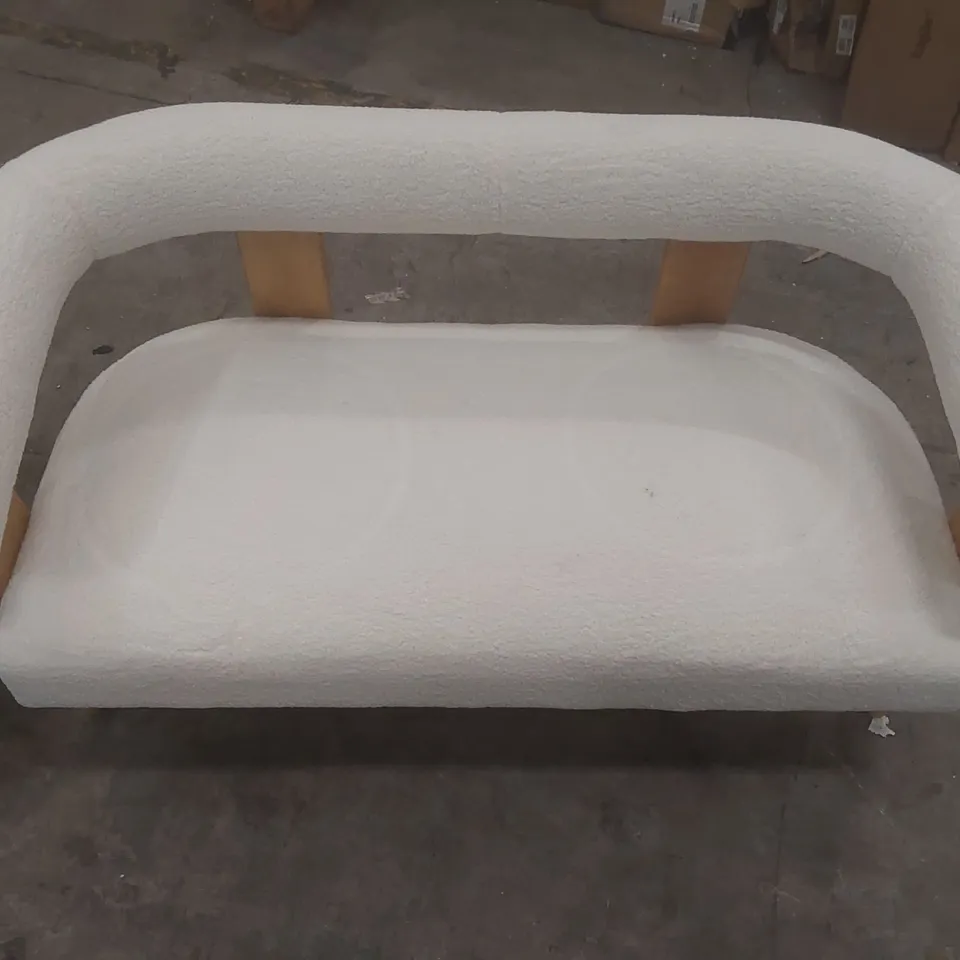 BOUCLE UPHOLSTERED 2 SEATER SOFA WITH SOLID WOOD LEGS