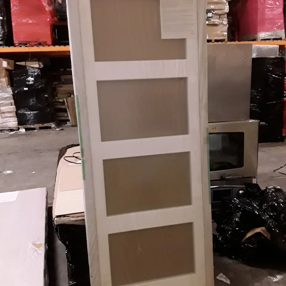 MENDES CONTEMPORARY WHITE PRIMED 4 CLEAR GLASS INTERNAL DOOR 78"×30" 35MM