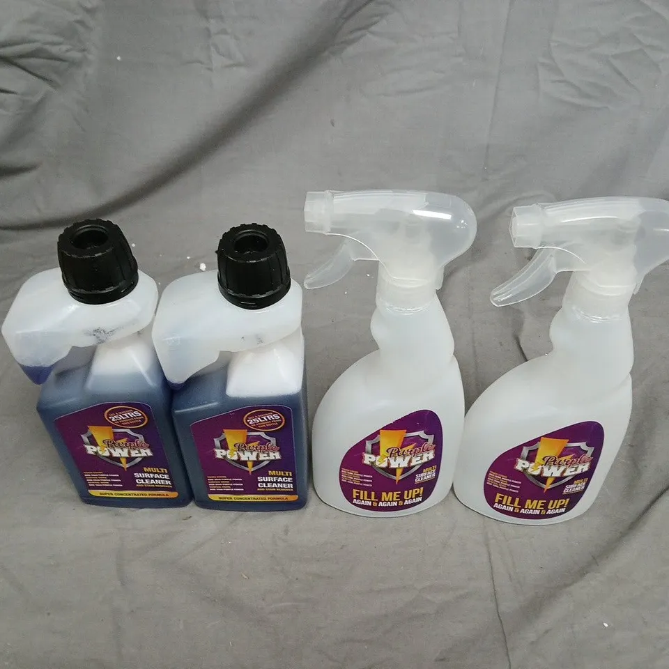 PURPLE POWER MULTI-SURFACE CLEANER KIT – 2 X CONCENTRATE BOTTLES + 2 TRIGGER SPRAY BOTTLES