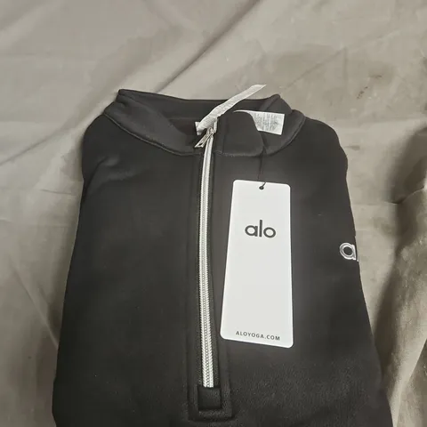 ALO YOGA BLACK ZIP-FRONT TOP β WOMEN'S ACTIVEWEAR SIZE S
