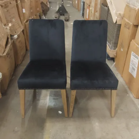 PAIR OF REX ATLANTIC VELVET DINING CHAIRS - DARK BLUE