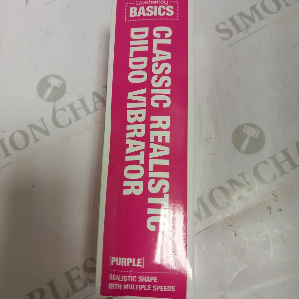 BOXED LOVEHONEY BASICS PURPLE CLASSIC REALISTIC DILDO VIBRATOR