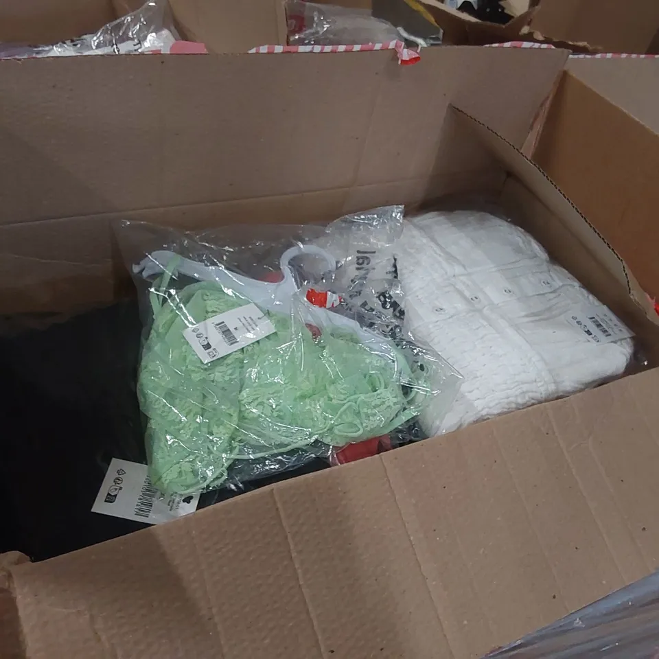PALLET CONTAINING A LARGE QUANTITY OF BRAND NEW ASSORTED PRODUCTS INCLUDING: JEANS, SUIT TROUSERS, BIKINI BOTTOMS, T-SHIRTS, JUMPERS ECT