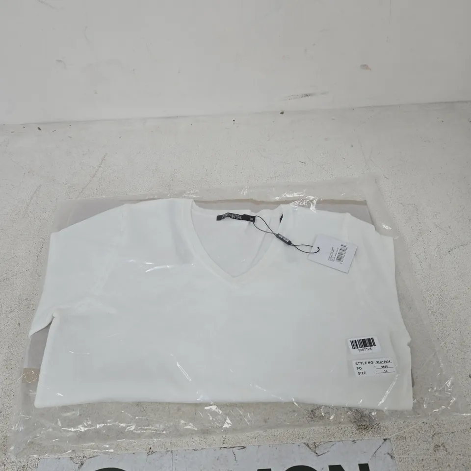 PURE & NATURAL LADIES V-NECK JUMPER, BRIGHT WHITE, UK 10 (VLK16934)