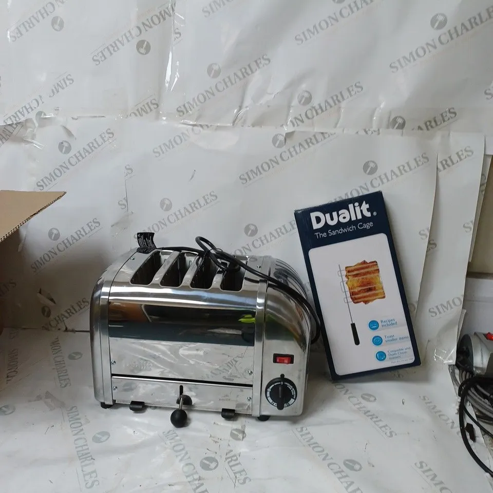 BOXED DUALIT 4 SLOT VARIO CLASSIC TOASTER WITH TWO SANDWICH CAGES