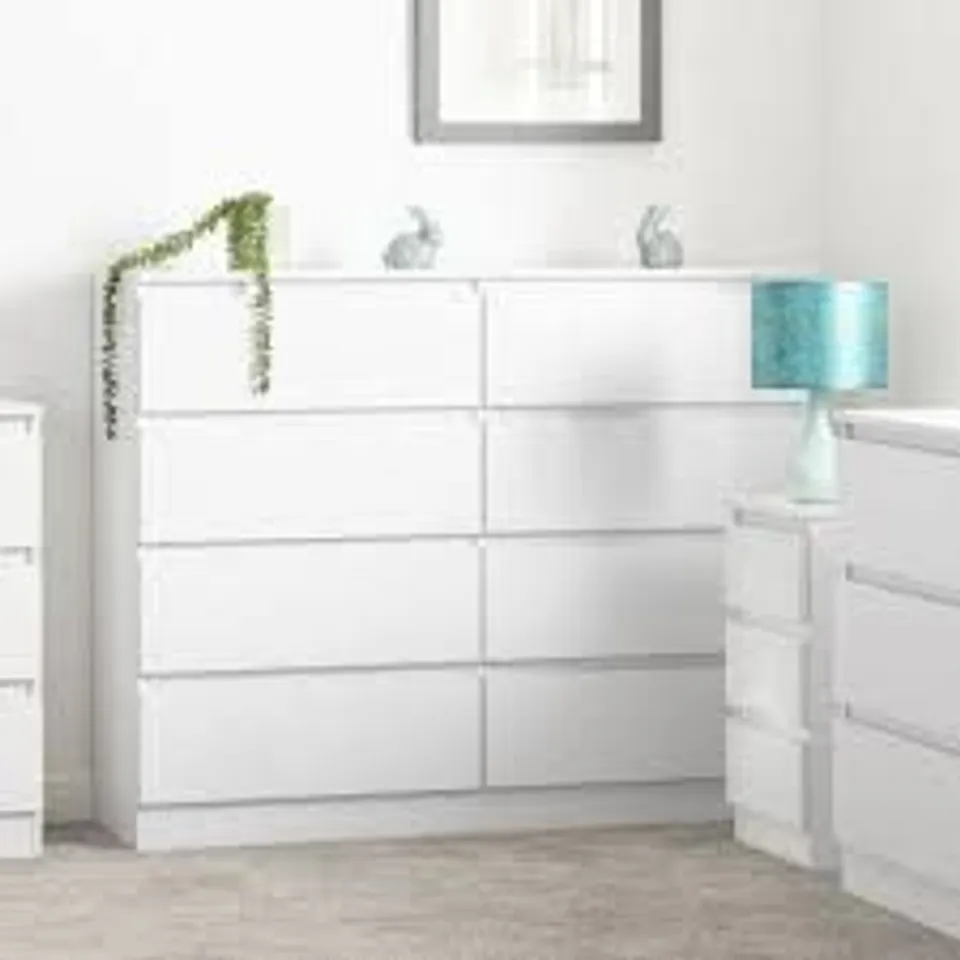 BOXED MALVERN 8 DRAWER CHEST - WHITE (2 BOXES)