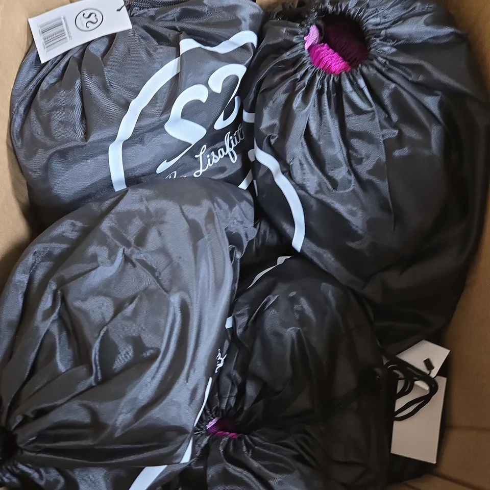 BOX OF APPROXIMATELY 10 STRONG AND SXY BY LISAFITT PINK RESISTANCE BAND SETS