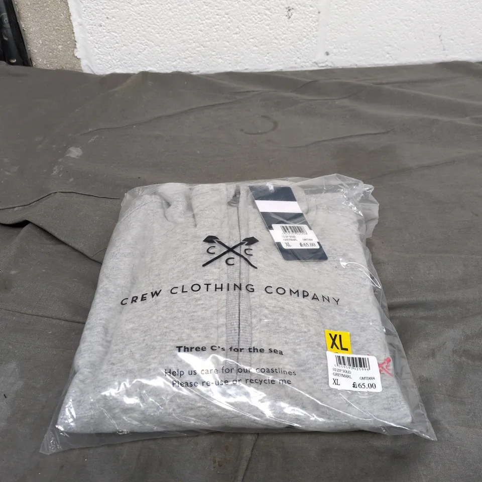 CREW CLOTHING COMPANY 1/2 ZIP GREY/MARL TOP XL BAGGED WITH TAGS