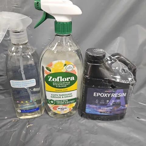 BOX OF ASSORTED HOME AND ACCESSORIES ITEMS TO INCLUDE - ZOFLORA - EPOXY RESIN - COLLECTION ONLY 