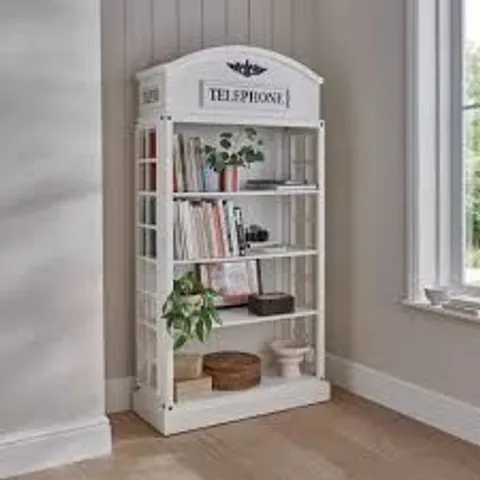 BRAND NEW BOXED HOMES DIRECT 365 WHITE TELEPHONE BOX DISPLAY CABINET (2 BOXES)