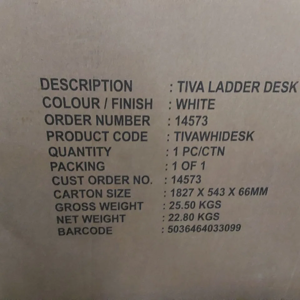 BOXED TIVA LADDER DESK - WHITE (1 BOX)