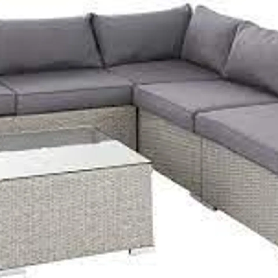 BOXED ATHENS ANTIQUE WHITE CORNER PATIO SET WITH TABLE & CHAISE (2 OF 2 BOXES) RRP £760
