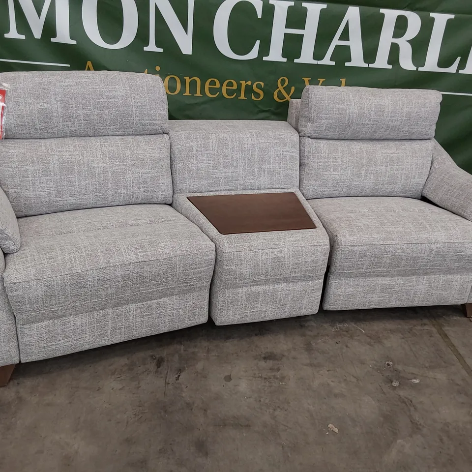 QUALITY BRITISH DESIGNER G PLAN HURST CURVED TWO SEATER SOFA WITH STORAGE UNIT DALI CLOUD FABRIC 