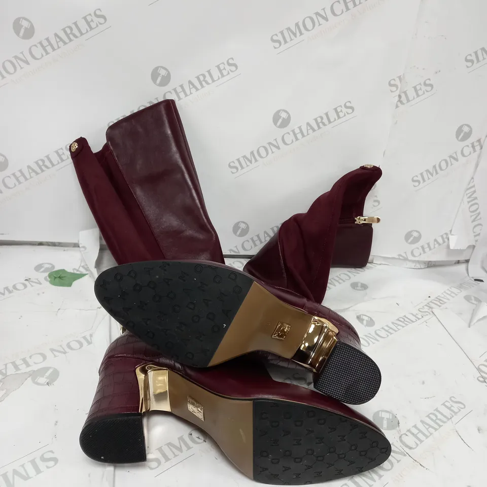 MODA IN PELLE LIZETH KNEE HIGH LEATHER BOOTS BURGUNDY SIZE 7