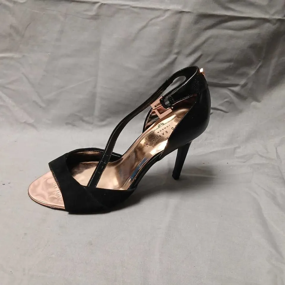 TED BAKER LONDON WOMEN’S BLACK OPEN-TOE HIGH HEEL SANDALS SIZE 37
