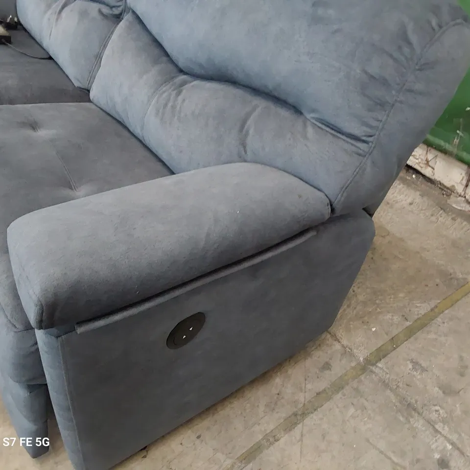 QUALITY BRITISH DESIGNER G PLAN STRATFORD POWER RECLINING THREE SEATER SOFA PRAMA MIDNIGHT FABRIC 