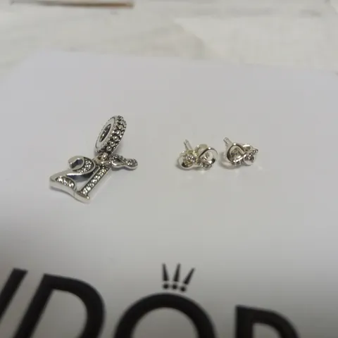 PANDORA 21 CHARM + INFINITY EARRINGS