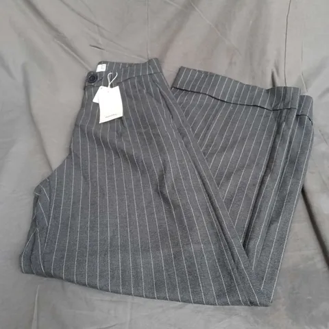 BERSHKA WIDE LEG STRIPE TROUSERS IN GREY SIZE 14