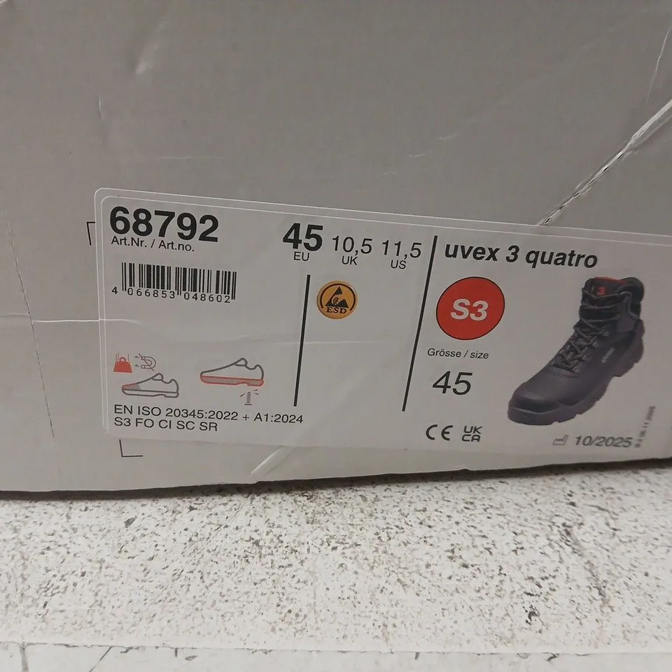 UVEX SAFETY BOOTS – UK 10.5 (EU 45) MEN'S SAFETY FOOTWEAR