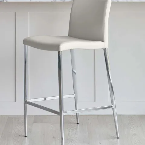 BOXED DANETTI ELISE LIGHT GREY FAUX LEATHER BAR STOOL (1 BOX)