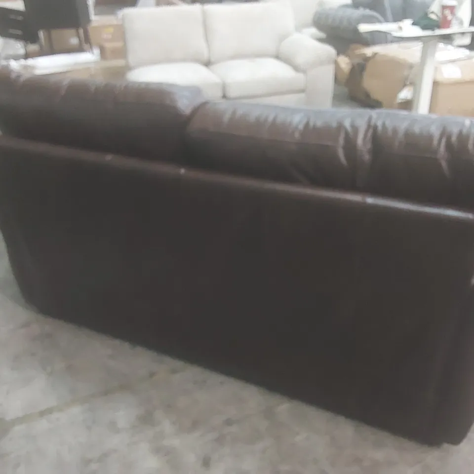 DESIGNER VANTAGE 3 SEATER LEATHER UPHOLSTERED SOFA - CHOCOLATE 