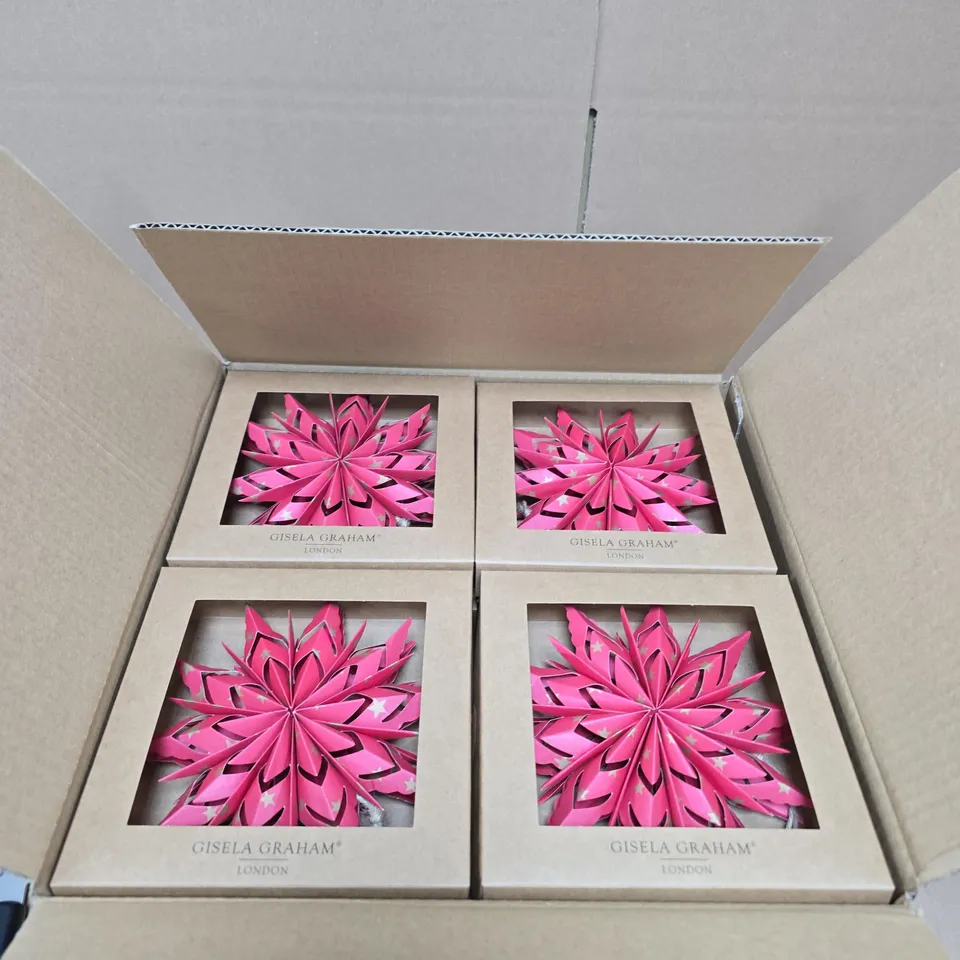 BOX OF APPROXIMATELY 12 GISELA GRAHAM RED STAR HANGING TREE DECORATIONS