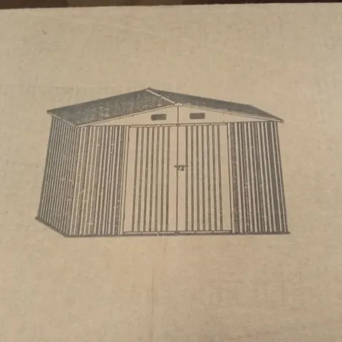 BOXED BREEINS 10FT W X 8FT D APEX METAL SHED - GREY (4 BOXES)