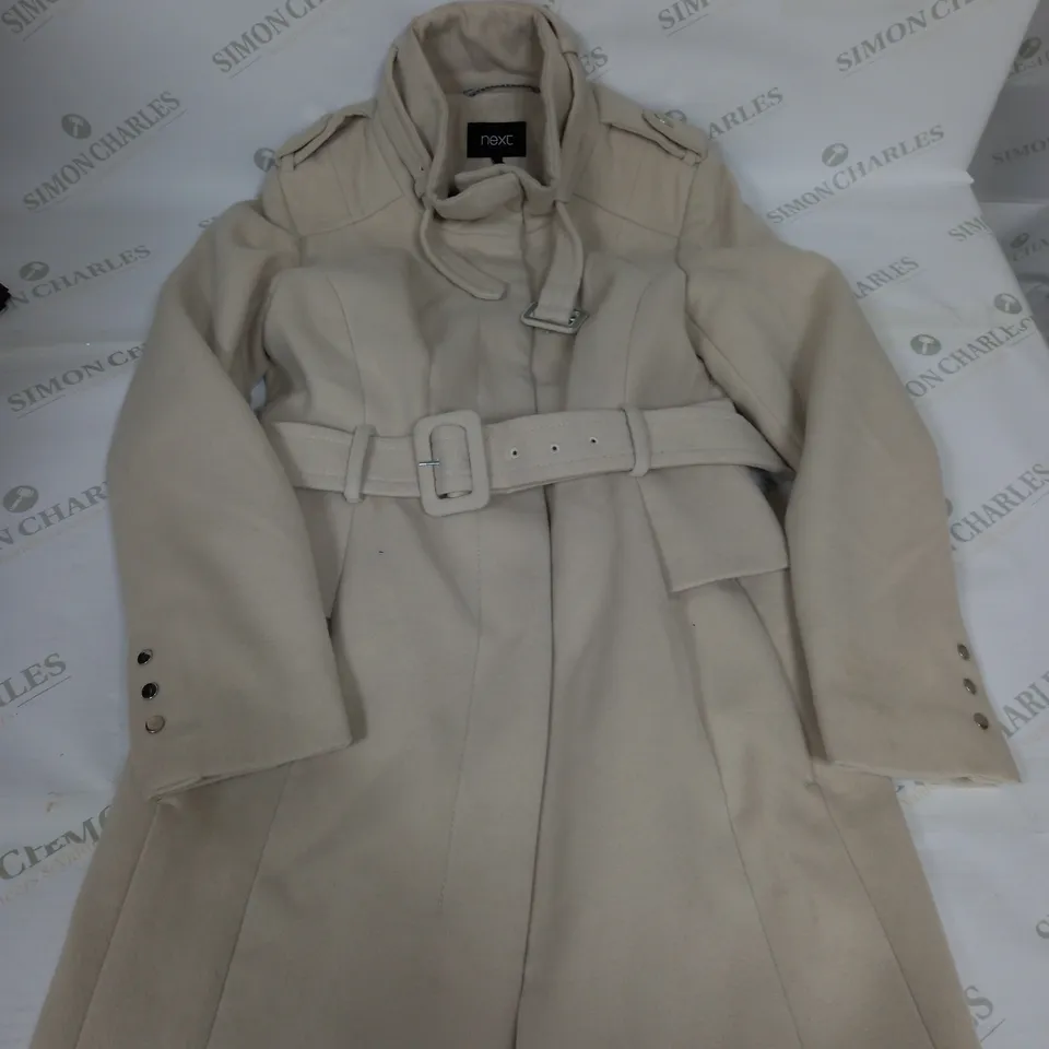 NEXT LONG TRENCH COAT IN CREAM - SIZE 10