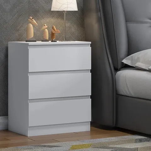 BOXED FRANCINE 3 DRAWER 60CM CHEST OF DRAWERS MATT WHITE