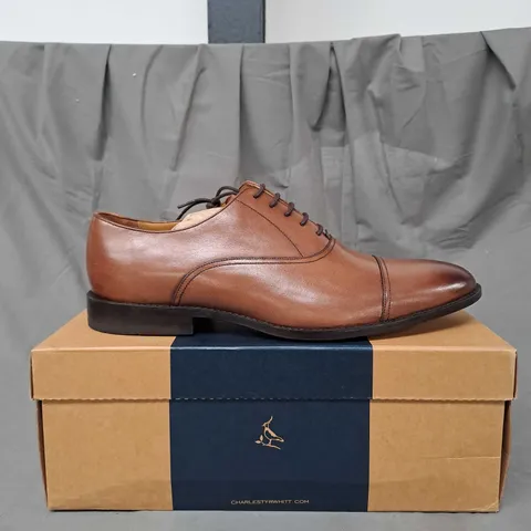 BOXED CHARLES TYRWHITT DARK TAN LEATHER OXFORD SHOE SIZE UK 12