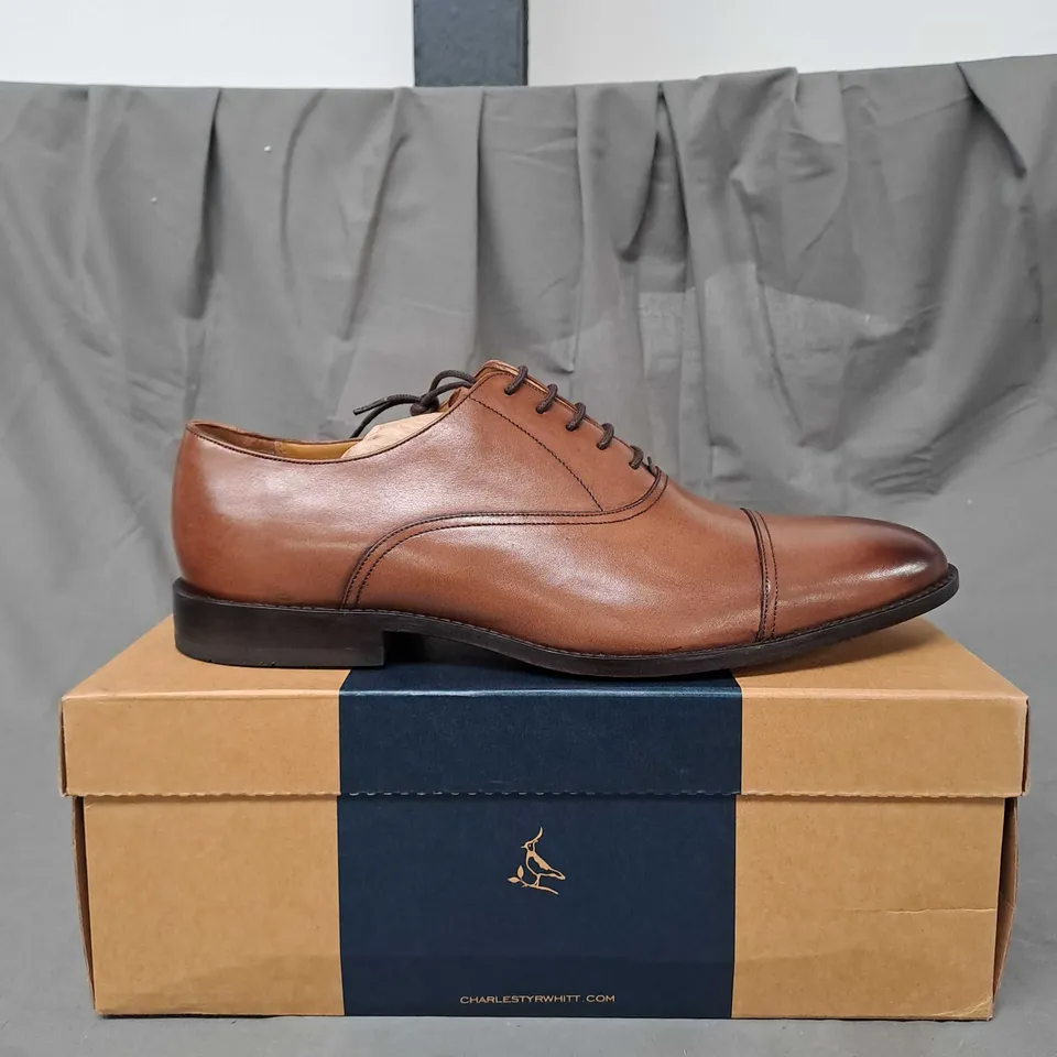 BOXED CHARLES TYRWHITT DARK TAN LEATHER OXFORD SHOE SIZE UK 12 