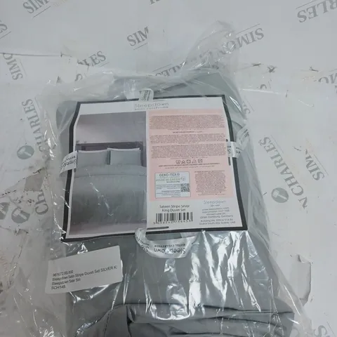 SLEEPDOWN SATEEN STRIPE SILVER KING DUVET SET