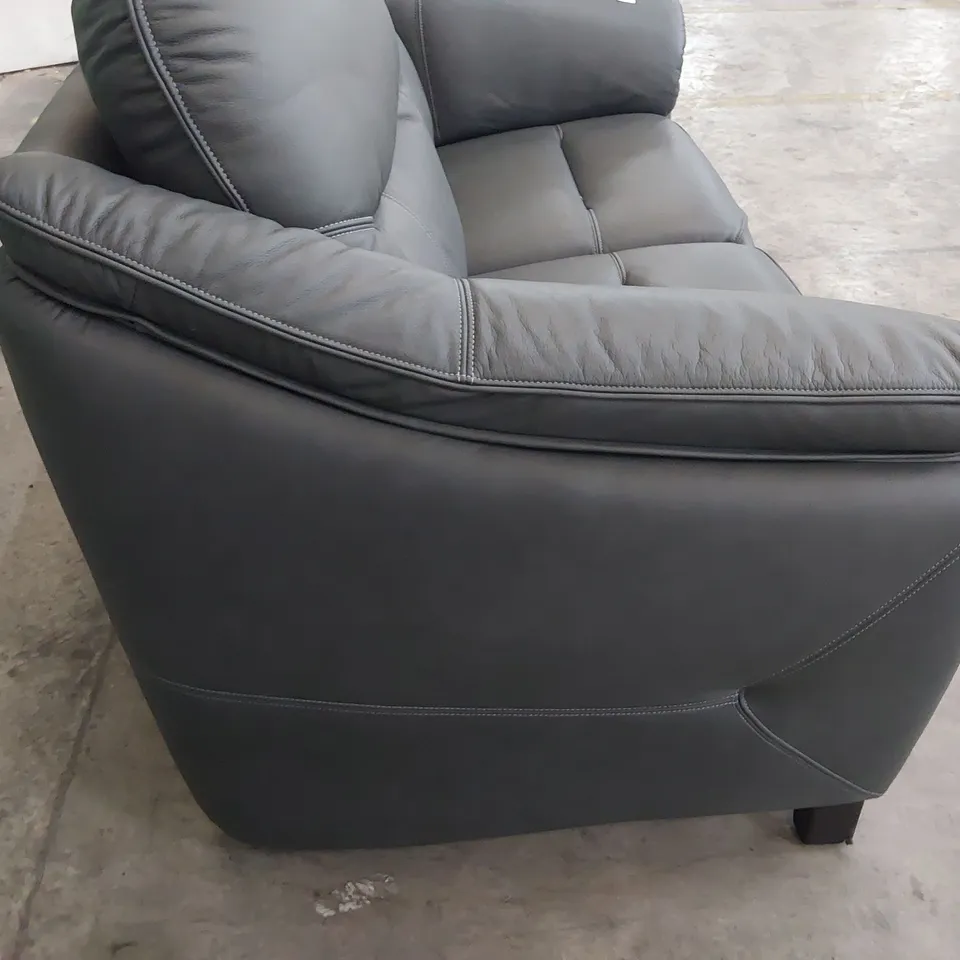 QUALITY BRITISH DESIGNER G PLAN JACKSON TWO SEATER SOFA CAMBRIDGE PETROL BLUE LEATHER