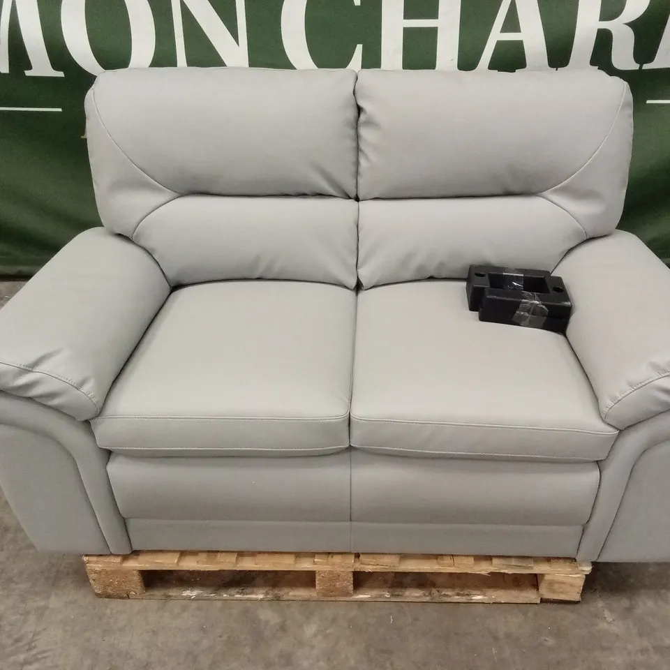 BROMLEY 2 SEATER SOFA, LIGHT GREY PREMIUM FAUX LEATHER