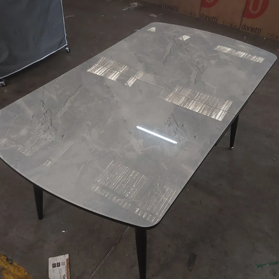 DESIGNER GREY MARBLE EFFECT EXTENDING DINING TABLE