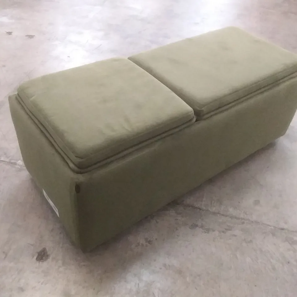 LOUNGE CO MADE AND MANUFACTURED RECTANGULAR STORAGE FOOTSTOOL - WOODLAND MOSS FABRIC 