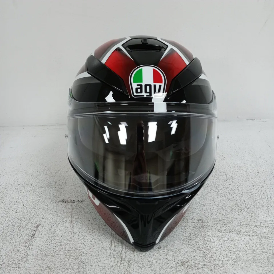 AGV FULL-FACE MOTORCYCLE HELMET – RED/BLACK/WHITE GRAPHIC MS 57 7 1/8