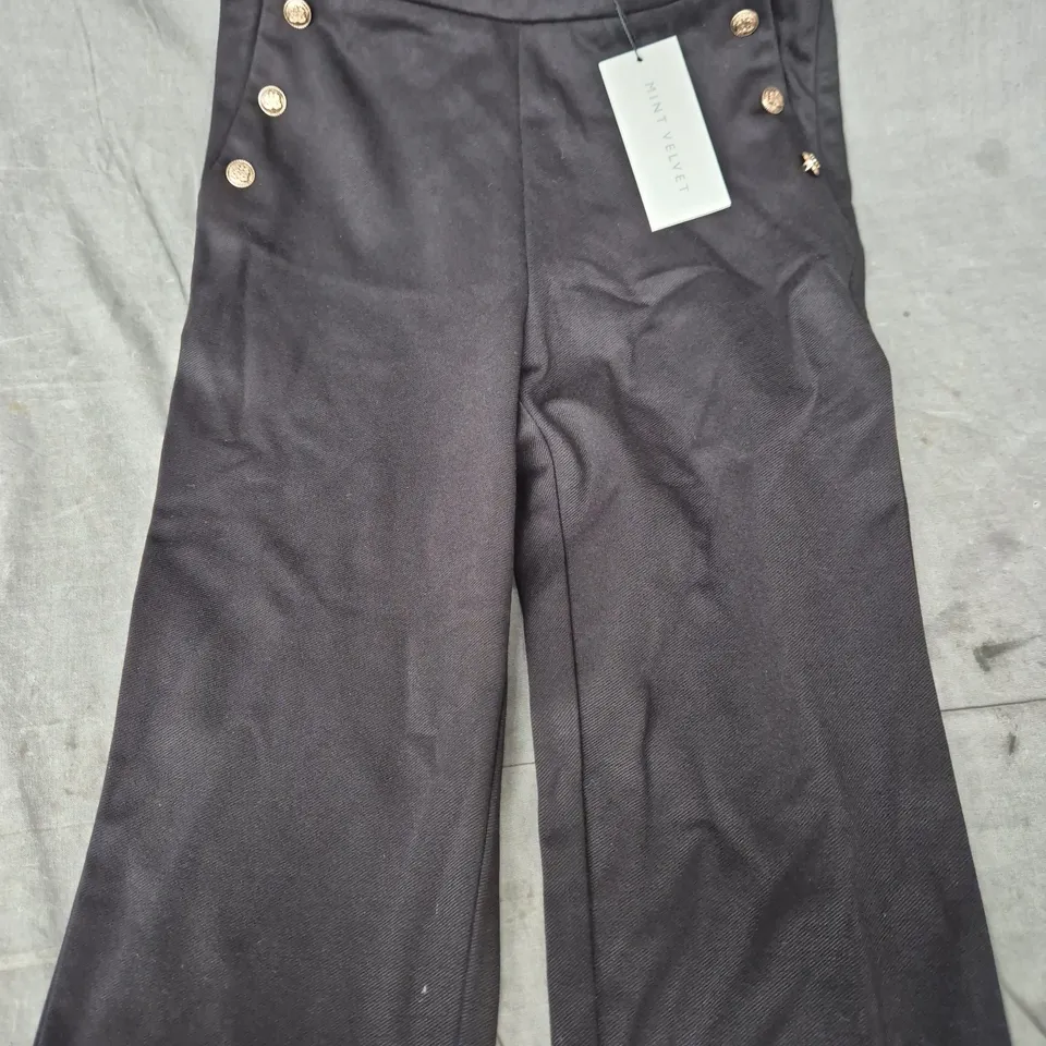 MINT VELVET BLACK BUTTON FLARE TROUSERS - XS SHORT