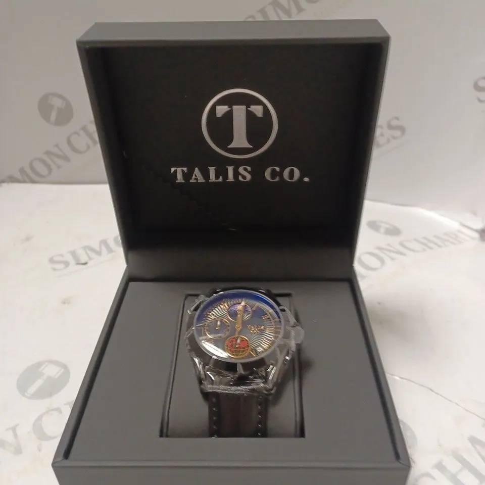 MENS TALIS CO 7120 CHRONOGRAPH WATCH – MOON PHASE MOVEMENT – GENUINE LEATHER STRAP