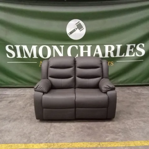 ROTHBURY LUXURY FAUX LEATHER HIGH BACK 2 SEATER MANUAL RECLINER SOFA  - CHARCOAL