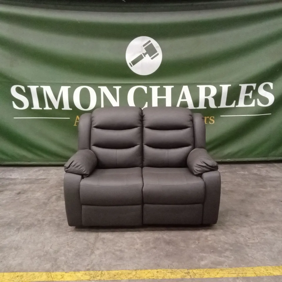 ROTHBURY LUXURY FAUX LEATHER HIGH BACK 2 SEATER MANUAL RECLINER SOFA  - CHARCOAL RRP £629