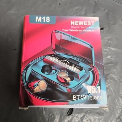 NEWEST M18 TRUE WIRELESS HEADSET WITH CHARGING CASE – BLUETOOTH 5.1