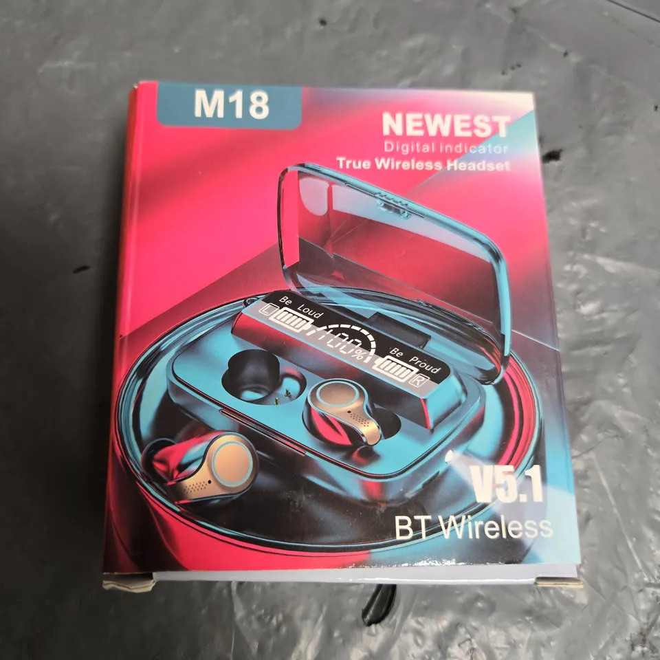 NEWEST M18 TRUE WIRELESS HEADSET WITH CHARGING CASE – BLUETOOTH 5.1